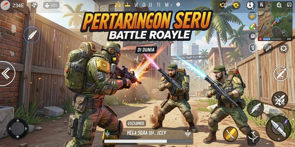 Tangkapan layar menunjukkan pertarungan intens di arena Battle Royale.