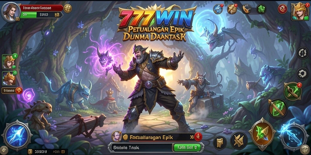 Screenshot gameplay 777WIN yang memperlihatkan dunia petualangan yang luas.