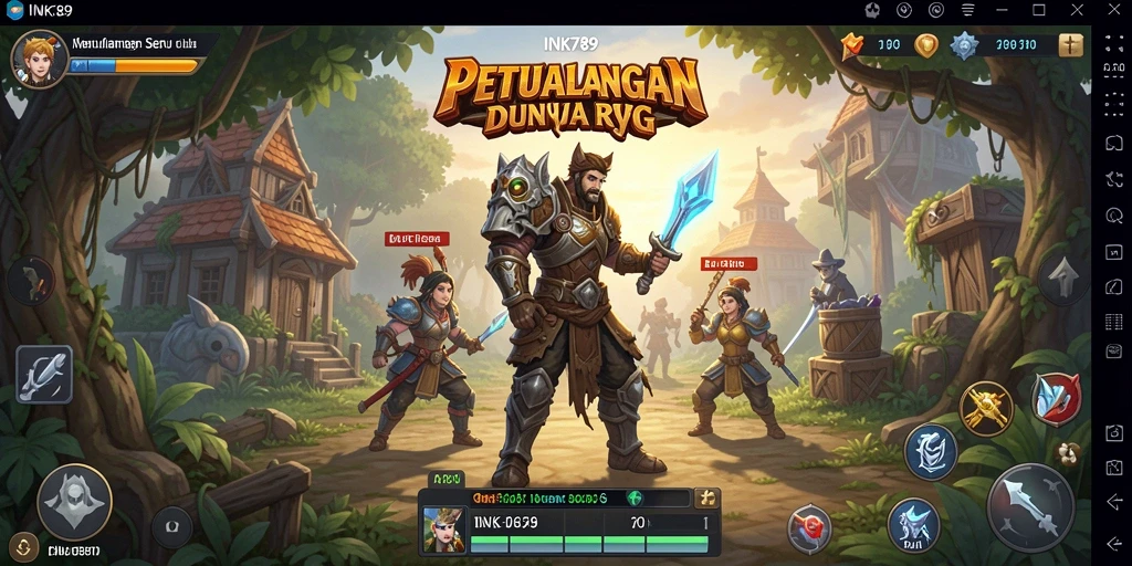Tampilan gameplay INK789 dengan dunia RPG yang luas dan indah.