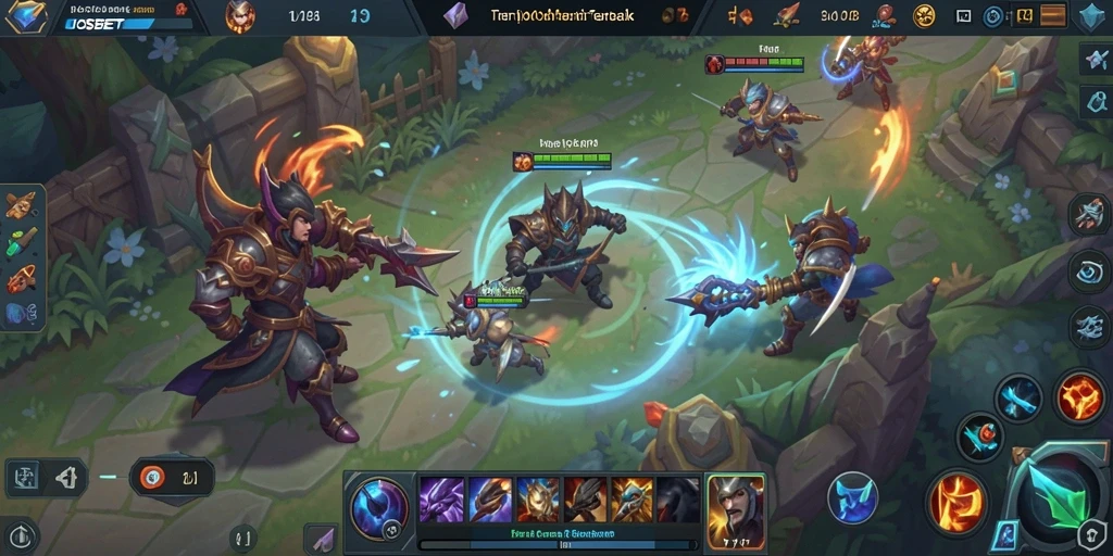 Tampilan gameplay seru di IOSBET menampilkan pertarungan tim yang epik.