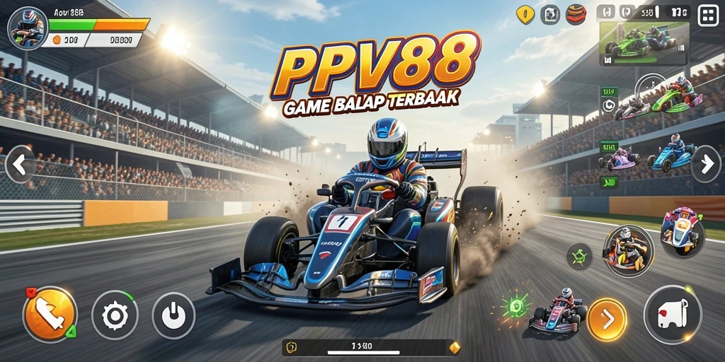 Screenshot gameplay PPV88 menampilkan balapan yang intens dan seru.