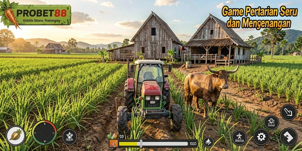 Tampilan gameplay PROBET88 yang menarik dengan aktivitas pertanian.