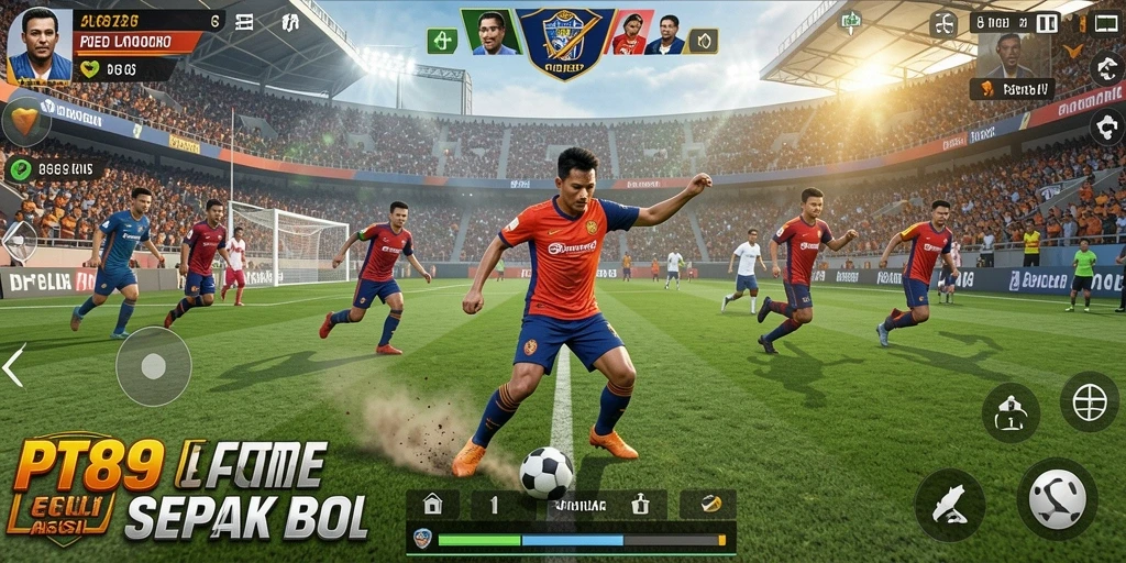 Tampilan action-packed dari permainan sepak bola PT89 yang mendebarkan.