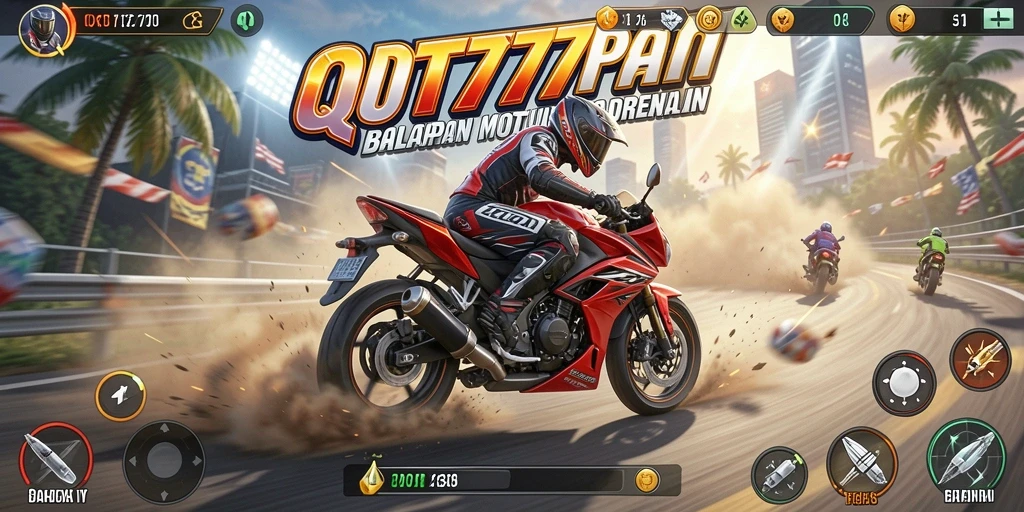 Screenshot QT777 menampilkan balapan motor yang mendebarkan.