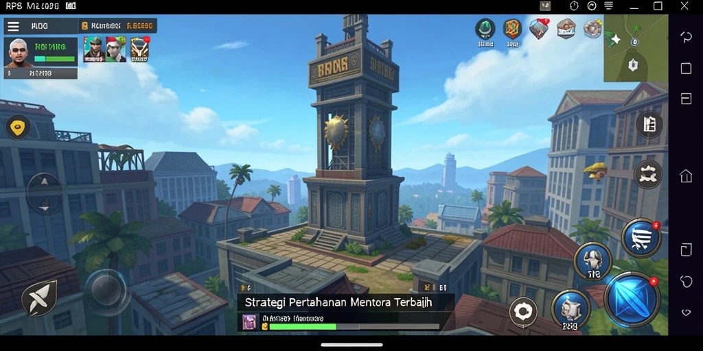 Tampilan gameplay RP8 menampilkan serangan menara yang strategis.