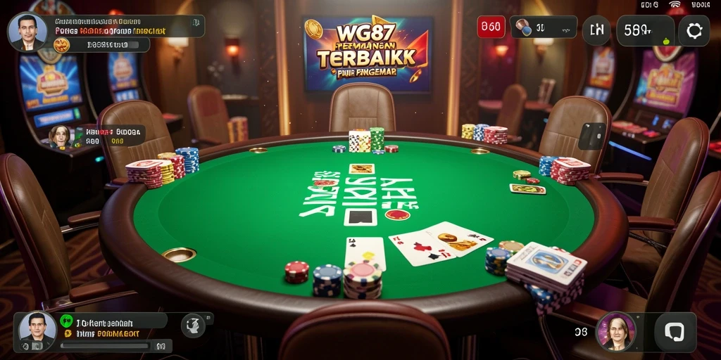 Screenshot permainan WG87 menampilkan aksi poker yang mendebarkan.